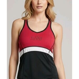 😳 Rare SCRIPT LOGO Nike Vintage Colorblock Racerback Tankini Top Vintage Y2K